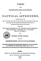 Tables for facilitating the calculations of nautical astronomy