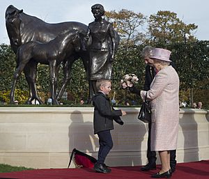 The Queen unveils her Statue at Birdcage Walk, Newmarket, Suffolk