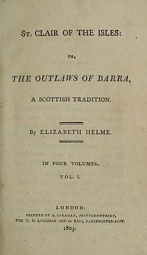 Title page of Elizabeth Helme's St. Clair of the Isles Vol I - 1803