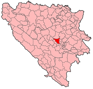 Location of Visoko within Bosnia and Herzegovina.