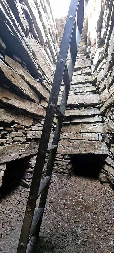 Wideford Hill chambered cairn entrance ladder
