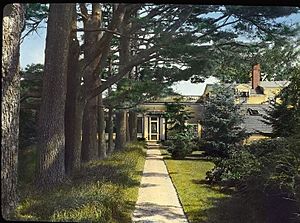 "Chailey," Charles William Moseley house, Newburyport, Massachusetts. Pathway from flower garden to house