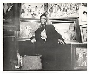 Abraham Walkowitz in his studio with paintings (3173168399)