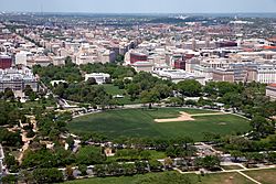 Aerial view of White House and the Ellipse