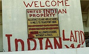 Alcatraz Occupation "Welcome to Indian Land" graffiti