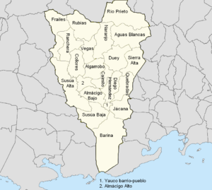 Barrios of Yauco, Puerto Rico locator map