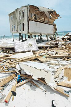 Beach front home damaged by hurricane dennis 2005