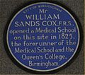 Blue plaque William Sands Cox
