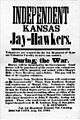 Broadside recruiting men for the Independent Kansas Jay-Hawkers, 1st Kansas Volunteer Cavalry