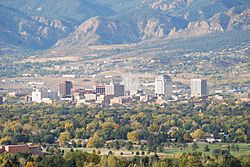 Colorado Springs with the Front Range in the background.