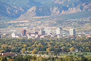 Colorado Springs with the Front Range in the background.