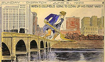 Columbus riverfront cartoon, Billy Ireland