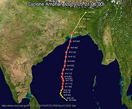 Cyclone Amphan (2020) map