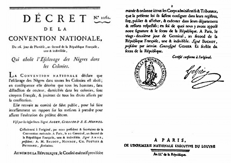 Décret d'abolition de l'esclavage du 16 pluviôse an II
