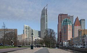 Den Haag, skyline vanaf Laan van Reagan en Gorbatsjov IMG 8945 2019-03-24 17.46