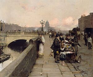 Dublin Streets a Vendor of Books 1889