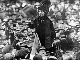 Emmeline Pankhurst adresses crowd