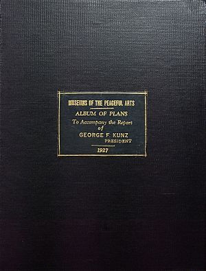 Front cover for the volume of plans for the Museum of the Peaceful Arts