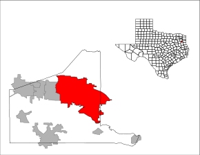 Location of Longview in Gregg and Harrison counties in the U.S. state of Texas
