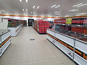 Interior of Farmfoods Harlow, Essex, June 2021