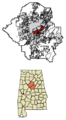 Jefferson County and Shelby County Alabama Incorporated and Unincorporated areas Vestavia Hills Highlighted 0178552