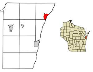 Location of Algoma in Kewaunee County, Wisconsin.