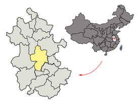 Location of Hefei City jurisdiction in Anhui