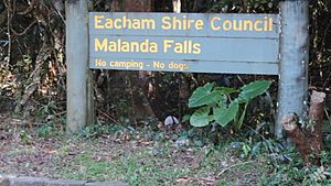 Malanda Falls Swimming Pool, Eacham Shire Council sign, 2016