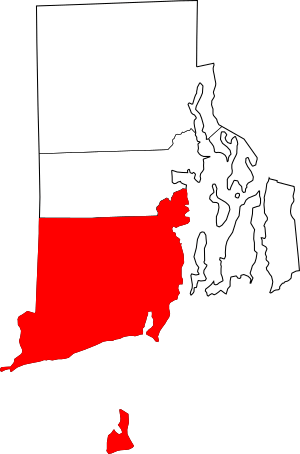Map of Rhode Island highlighting Washington County