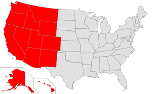 Map of USA highlighting West