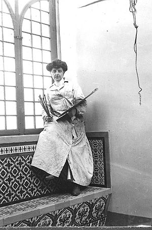 Mary Cameron, Painter, In her studio, probably in Spain.jpg