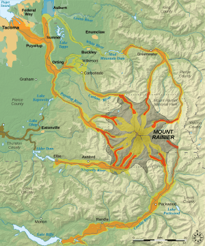 Mount Rainier Hazard Map-en