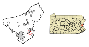 Location of Glendon in Northampton County, Pennsylvania.