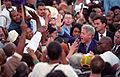 Photograph of President William Jefferson Clinton Greeting People in a Large Crowd at a "Get Out the Vote" Rally in Los Angeles, California, 11 02 2000