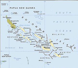 Political map of the Solomon Islands archipelago in 1989
