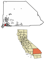 Location of Fontana in San Bernardino County, California