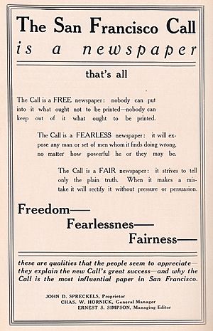 San Francisco Call Newspaper ad 1911