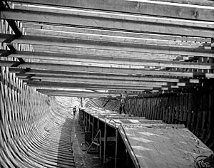 Ship construction at the Pacific American Fisheries yard, Bellingham, Washington, September 1916 (COBB 231)