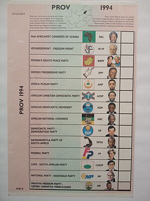 South African 1994 election ballot paper