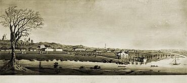 StateLibQld 2 305410 Image of a watercolour painting of Moreton Bay Settlement New South Wales in 1835.jpg