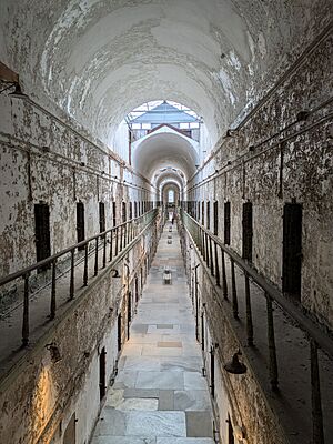 Two-story cell block at Eastern State Penitentiary