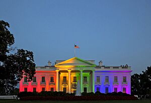 White House rainbow colors to celebrate June 2015 SCOTUS same-sex marriage ruling