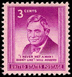Will Rogers 3c 1948 issue U.S. stamp