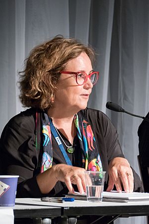Goonan at the World Science Fiction Convention in Helsinki, 2017