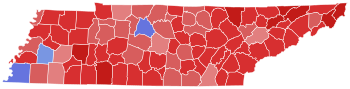 2018 Tennessee gubernatorial election results map by county