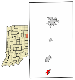 Location of Geneva in Adams County, Indiana.