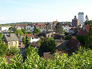 Blick auf Borby, Hafen und Eckernfoerder Altstadt - Juni 2004