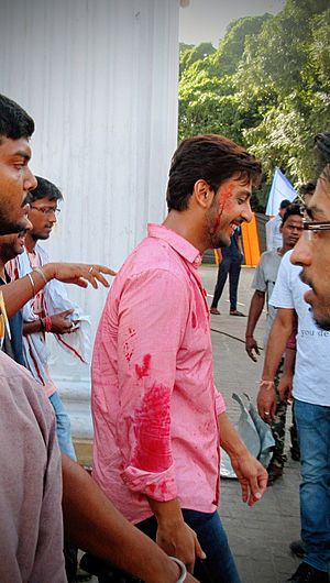 Bonny Sengupta in a shooting set at the Princep Ghat.jpg
