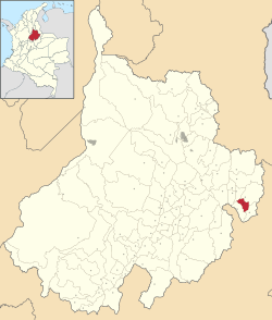 Location of the municipality and town of San Miguel in the Santander Department of Colombia