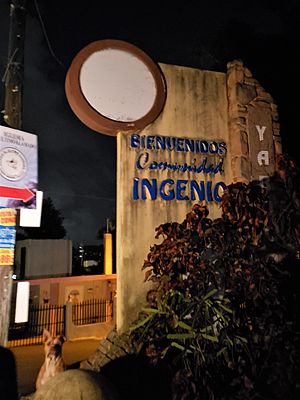 Entrance sign to Comunidad Ingenio in Aguacate, 2020